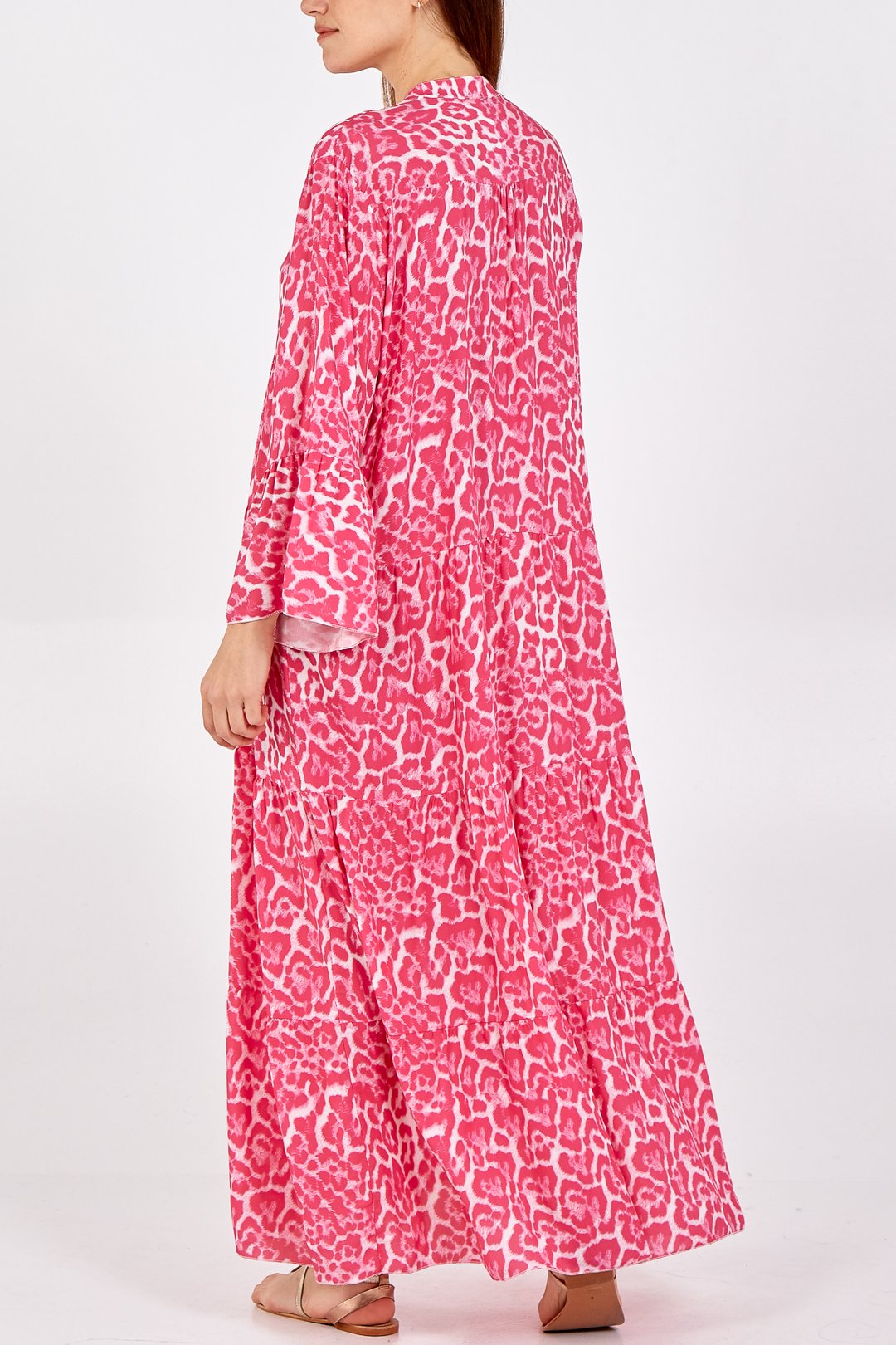Pauseology bold print 3/4 sleeve comfortable clothing women menopause stylish cool lightweight smock dress tiered dress italian made maxi cascade holiday dress
