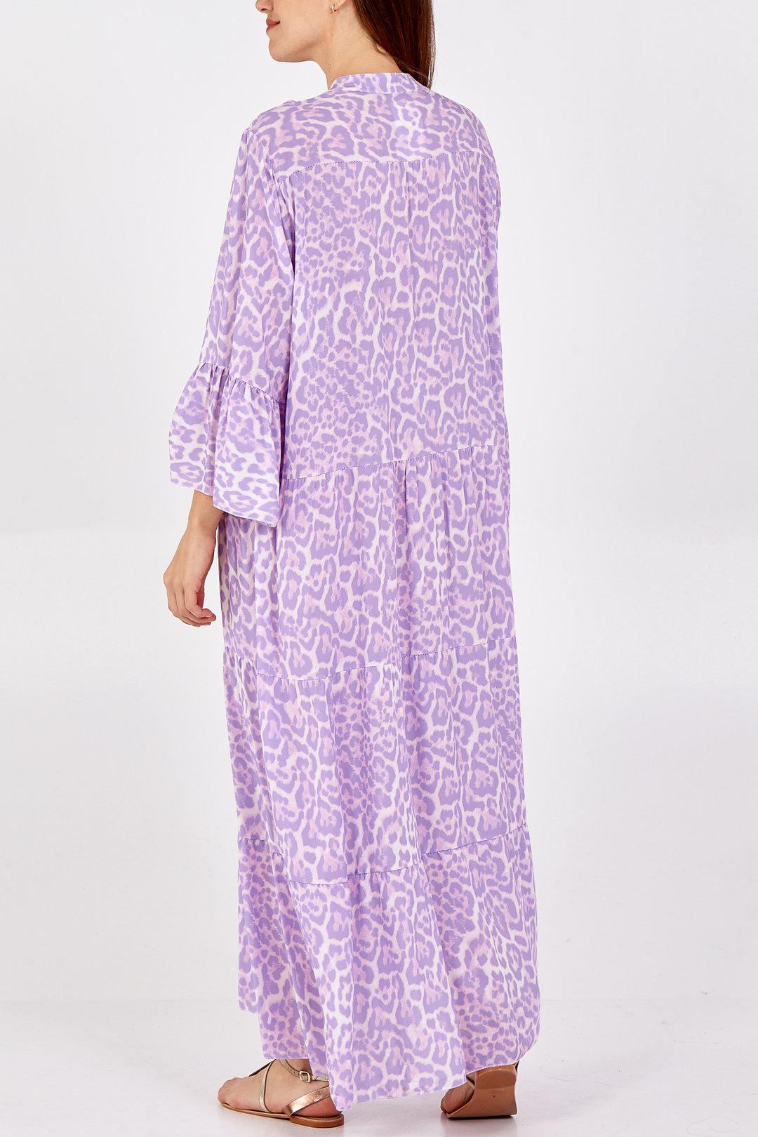 Pauseology bold print 3/4 sleeve comfortable clothing women menopause stylish cool lightweight smock dress tiered dress italian made maxi cascade holiday dress