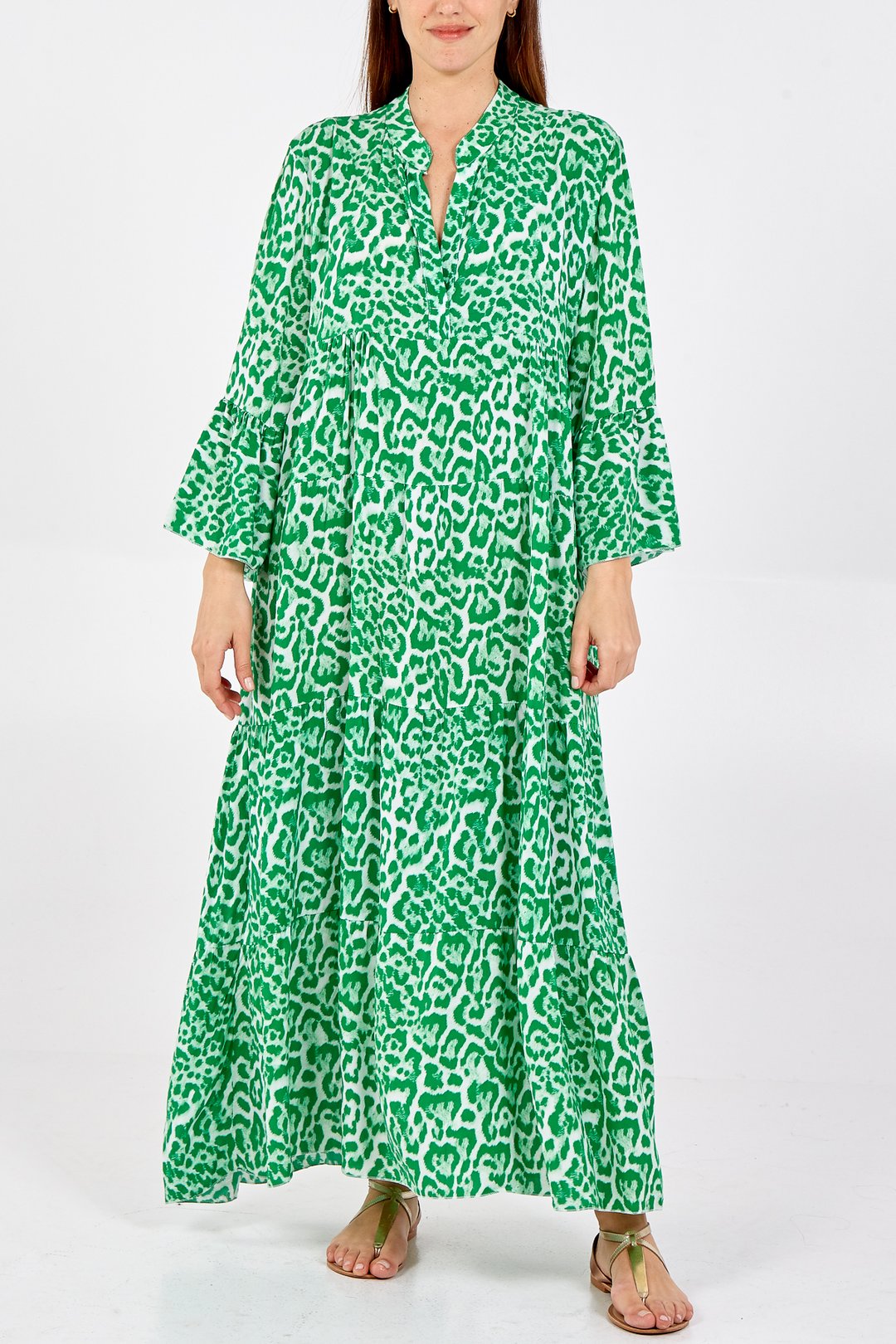 Pauseology bold print 3/4 sleeve comfortable clothing women menopause stylish cool lightweight smock dress tiered dress italian made maxi cascade holiday dress