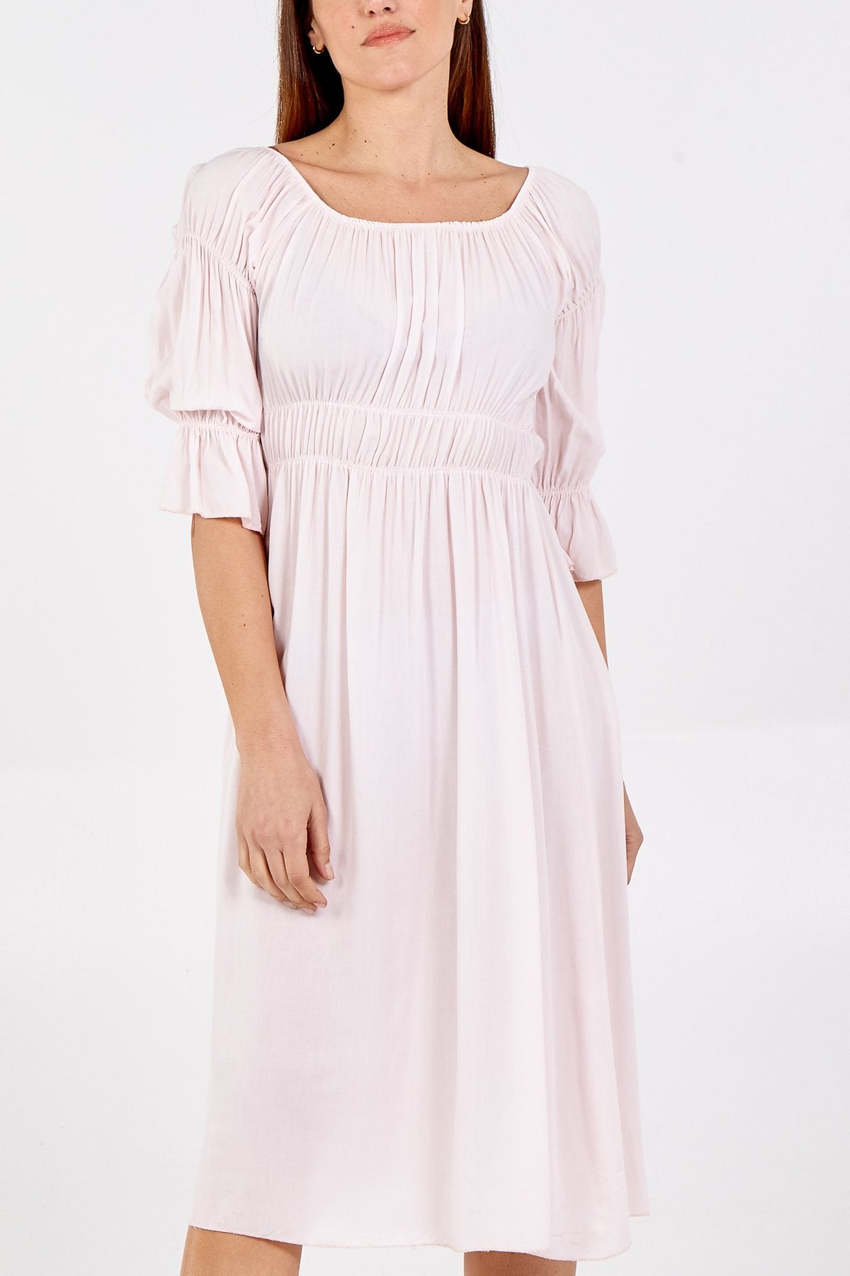 Pauseology Ruched Midi Dress summer dresses midi length lightweight cool comfortable italian made