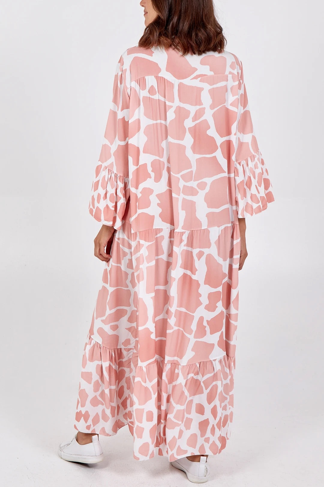 KENNEDI - Abstract Print Tiered Maxi Dress - Italian Made