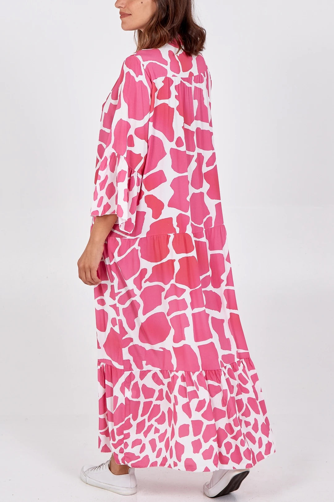KENNEDI - Abstract Print Tiered Maxi Dress - Italian Made